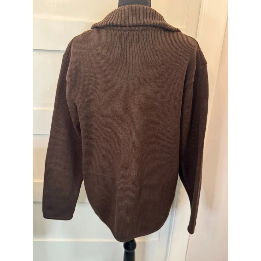 Orvis Mens XL Full Zip Knit Sweater Jacket Brown Classic Collection Cardigan